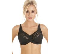 Camille Melody Lace Full Coverage Bra | Underwired Ladies Bra with Adjustable Straps | Elegant & Supportive Fit | Scalloped Trim & Floral Lace Detailing | Perfect for Everyday Wear| Black Bra 40DD