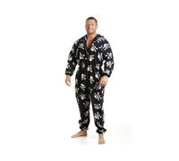 Camille mens Soft Fleece Onesies - BLACK AND WHITE SKULL - X LARGE