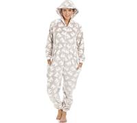 Camille Mink Super Soft Fleece Knitted In Bear Design Hooded Onesie - MINK - 14-16