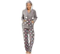 Camille Multi Coloured Heart Print Supersoft Grey Pyjama Set - GREY - 18-20