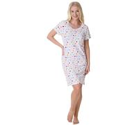 Camille Womens Nightdresses Smooth Soft 100% Cotton - Short Sleeved Breathable & Lightweight Summer Nighties - White Multi Spot - 10-12