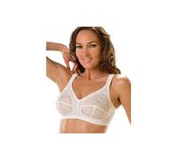 Camille Non-Wired Lace Full Cup Bra | Comfortable Women's Everyday Bra with Elegant Floral Lace Finish | Comfort & Support | Full Coverage Back Closing | 36F Ivory
