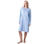 Camille Organic Cotton Women's Nightie - Knee Length Ladies Cotton Nightdress | Relaxed Fit Traditional Nighty with Long Sleeves | Flattering Shape Nightwear - Blue Dot 14-16