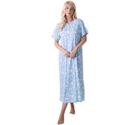 Camille Organic Cotton Women's Nightie - Light Blue White 22-24