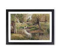 Camille Pissaro Landscape and Stream Framed Print | A2 Oak Framed Wall Art | Ready to Hang | Modern Nature Picture | Living Room Bedroom Lounge Office