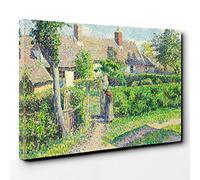Camille Pissaro Peasants Houses Canvas Print | Gallery Wrapped 30mm Frame Wall Art | 30x20 inches | Ready to Hang | Modern Picture | Living Room Bedroom Lounge Office
