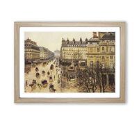 Camille Pissaro Theatre France in The Rain Framed Print | A2 Oak Framed Wall Art | Ready to Hang | Modern Landscape Picture | Living Room Bedroom Lounge Office