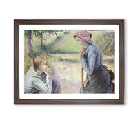 Camille Pissaro Two Young Peasant Women Classic Painting Framed Wall Art Print, Ready to Hang Picture for Living Room Bedroom Home Office Décor, Walnut A3 (46 x 34 cm)