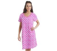 Camille Womens Smooth Soft Cotton Summer Nightshirts 14-16 Pink Polka Dot