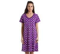 Camille Womens Smooth Soft Cotton Summer Nightshirts 14-16 Purple Polka Dot