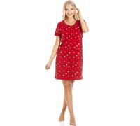 Camille Womens Smooth Soft Cotton Summer Nightshirts 10-12 Red Heart
