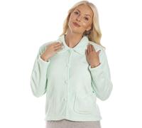 Camille Womens Supersoft Fleece Bed Jacket - Luxury Collared Warm Sleep Top - Button up & Long Sleeved Mint 14-16