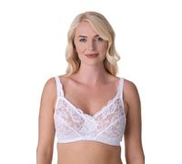 Camille Soft Lace Cup Non-Wired Bra for Women - Delicate Lace Bra with Wireless Full Coverage Cups & Adjustable Strap 40B White
