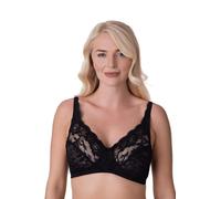 Camille Soft Lace Cup Non-Wired Bra for Women - Delicate Lace Bra with Wireless Full Coverage Cups & Adjustable Strap 38B Black