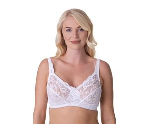 Camille Soft Lace Cup Non-Wired Bra for Women - Delicate Lace Bra with Wireless Full Coverage Cups & Adjustable Strap 40D White