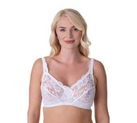 Camille Soft Lace Cup Non-Wired Bra for Women - Delicate Lace Bra with Wireless Full Coverage Cups & Adjustable Strap 36DD White