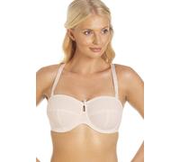 Camille Womens Multiway Strapless Bra - Non Padded & Underwired with Removable Matching & Clear Straps - Cross Back, Strapless, Halter or One Strap Beige 42C