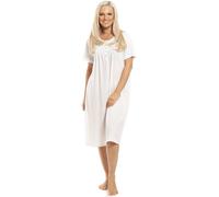 Camille Stylish Honeycomb Print Jersey Nightdress In Ivory Ivory 10-12