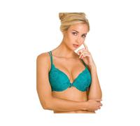 Camille Womens Super Boost Padded Push Up Teal Green Underwired Bra 36D