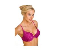 Camille Super Boost Push Up Bra in Purple - Underwired for Extra Support, Padded Foam Cups for Maximum Cleavage, Floral Lace Design, for Women, Comfortable, Lightweight & Easy Care 38D