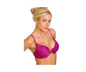 Camille Super Boost Push Up Bra in Purple - Underwired for Extra Support, Padded Foam Cups for Maximum Cleavage, Floral Lace Design, for Women, Comfortable, Lightweight & Easy Care 38C