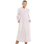 Camille Supersoft Button Front Pink Housecoat - PINK - 12-14