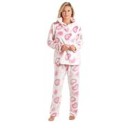 Camille Supersoft Heart Print Fleece Pyjama Set - 18-20 - Pink Heart