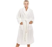 Camille Supersoft Honeycomb Textured Shawl Collar Bathrobe In Ivory Ivory 18-20