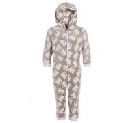 Camille Supersoft Knitted In Bear Print Hooded All In One Onesie in Beige | Size: 12-14 Years Camille Beige 12-14 Years