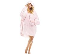 Camille Supersoft Oversized Blanket Hoodie | Heavy Weight Sherpa Fleece Wearable Unisex Hooded Blanket | Elasticated Cuffs & Giant Front Pocket | One Size Fits All | Cosy, Snug & Warm | One Size Pink