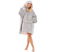 Camille Supersoft Oversized Blanket Hoodie | Heavy Weight Sherpa Fleece Wearable Unisex Hooded Blanket | Elasticated Cuffs & Giant Front Pocket | One Size Fits All | Cosy, Snug & Warm | One Size Grey