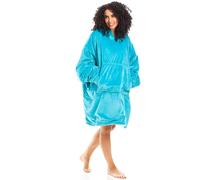 Camille Women's Supersoft Oversized Hoodie Heavy Weight Sherpa Fleece Wearable Hooded Blanket with Elasticated Cuffs & Giant Pocket in Light Blue Camille Light Blue One Size