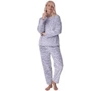 Camille Women's 2 Piece Super Soft Pyjama Set - Warm, Thick Fleece Full Length PJs, Top & Bottoms | Long Sleeves, Front Pocket & Elastic Waist | Comfy, Fluffy Loungewear for Women | 10-12 Grey