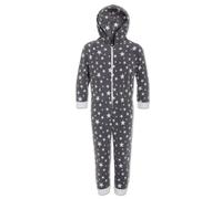 Camille Supersoft Star Print Hooded All In One Onesie in Grey | Size: 9-11 Years Camille Grey 9-11 Years
