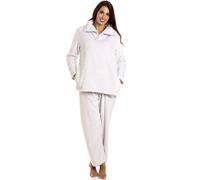 Camille Supersoft Two Piece Striped Pyjama Set In Light Grey Light Grey 18-20