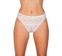 Camille Womens Three Pack White Floral Lace Front High Leg Briefs 10