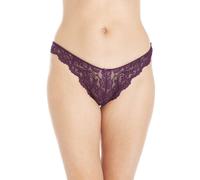 Camille Three Pack Floral Lace Thongs In Aubergine Aubergine 18-20