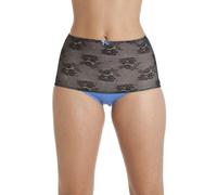 Camille Two Pack Blue Seamfree High Waist Floral Mesh Briefs - MARINE BLUE - 14-16