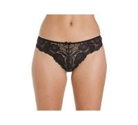Camille Womens 2 Pack Floral Lace Thongs 10 Black