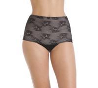 (Black, M) Camille Womens Two Pack Seam Free High Waist Floral Mesh Briefs