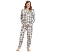 Camille Womens Various Coloured Check Print Flannel Pyjama Sets 12 CREAM/BLACK
