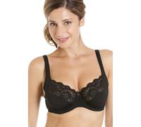 Camille Underwired Lace Full Cup Bra | Comfortable Women's Everyday Bra with Elegant Floral Lace Finish | Soft Comfort & Support | Full Coverage | Easy Back Closing | 42C Black