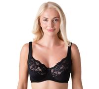 Camille Underwired Lace Full Cup Bra | Comfortable Women's Everyday Bra with Elegant Floral Lace Finish | Soft Comfort & Support | Full Coverage | Easy Back Closing | 34C Black