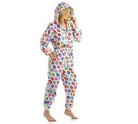Camille Womens Multicoloured Paw Print Onesie 10-12 Rainbow PAW Print White