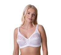 Camille White Floral Lace Full Cup Bra for Women - Non-Wired T Shirt Wireless Bra with Adjustable Straps & Soft Comfortable Support 36E White