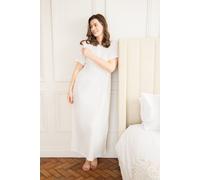 Camille 100% Organic Cotton Ladies Nighties - Full Length Floral Lightweight Cotton Nightdress in Relaxed Fit Maxi Style with Short Sleeves - Cream Dot 22-24