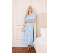 Camille Women's 100% Cotton Classic Full Length Short Sleeved Nightdress in Light Blue | Size: 22-24 Camille Light Blue 22-24