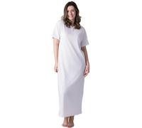 Camille 100% Organic Cotton Ladies Nighties - Full Length Floral Cotton Nightdress in Relaxed Fit Maxi Style with Short Sleeves - Cream Dot 14-16
