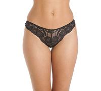 Camille Womens 2 Pack Floral Lace Thongs 10 Black