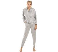 Camille Women's 2 Piece Super Soft Pyjama Set - Knitted Hacci Full Length PJ Set - Cowl Neck Long Sleeved Top & Elasticated Waist for Ultimate Comfort and Warmth Grey X-Large
